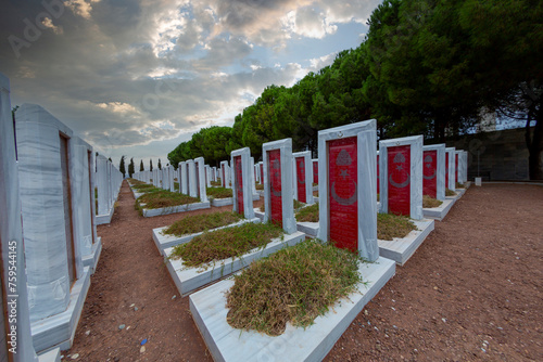 Çanakkale Martyrs' Memorial military cemetery is a war monument commemorating approximately Turkish soldiers who participated in the Battle of Gallipoli.