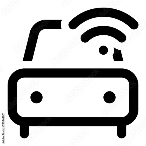 Icon of a car with wifi symbol in outline style vector. Use for web, app, mobile design, infographic, etc