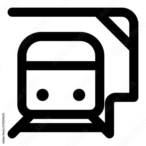 Train station vector line icon