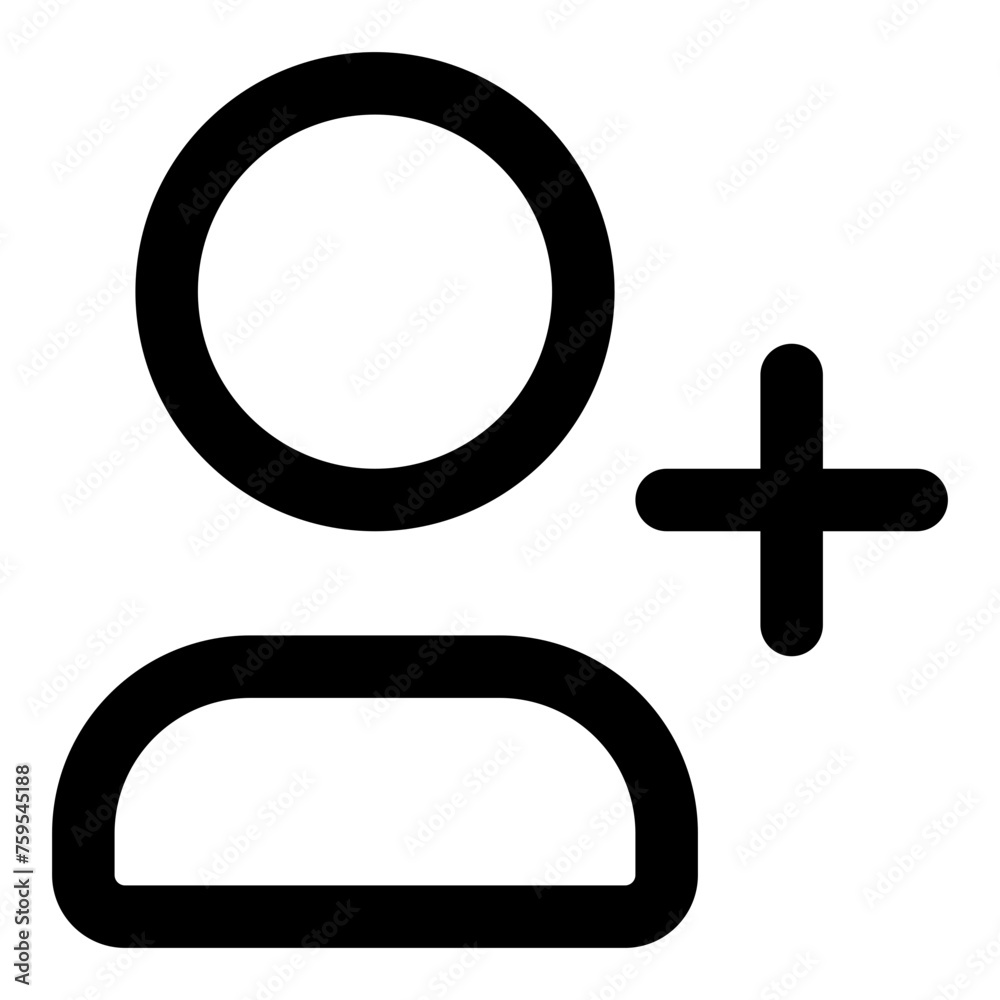Icon of a user with plus symbol in outline style vector Icon of a user with plus symbol in outline style vector