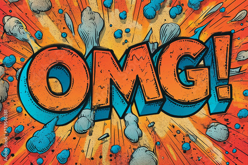 The word  OMG   written in a speech bubble  in thick clear and readable font  comic book-influenced  black and white graphic  cheerful colors  cartoon vector  minimal and clean  white background