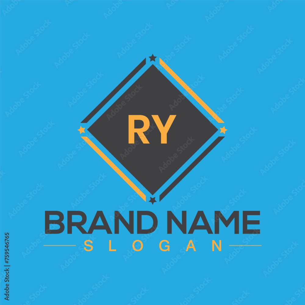 Abstract letter RY logo design template for company - obrazy, fototapety, plakaty 