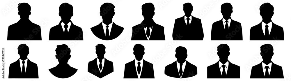 Businessman avatar silhouette set vector design big pack of illustration and icon