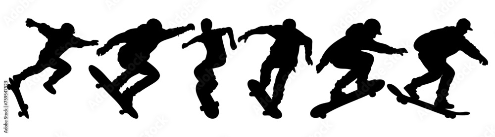 Skateboard silhouette set vector design big pack of illustration and icon Skateboard silhouette set vector design big pack of illustration and icon