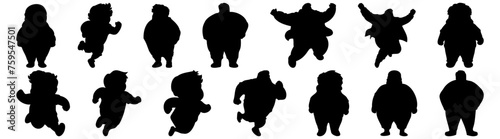 Fototapeta Naklejka Na Ścianę i Meble -  Fat people silhouette set vector design big pack of illustration and icon