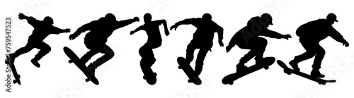 Skateboard silhouette set vector design big pack of illustration and icon