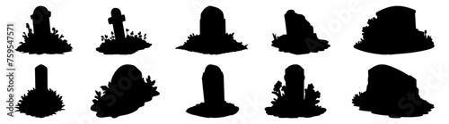 Grave tomb silhouette set vector design big pack of illustration and icon