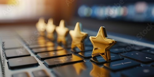 5 star golden rating concept, online ranking 