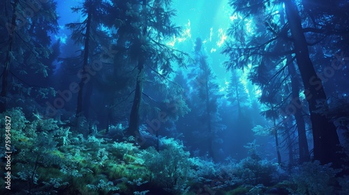The forest with deep blues and neon greens © Media Srock