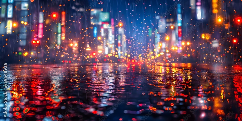 A rainy street at night background in watercolor landscape_01 A rainy street at night background in watercolor landscape_01