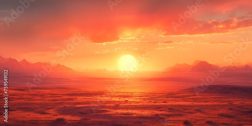 Desert at dusk background in digital art_02