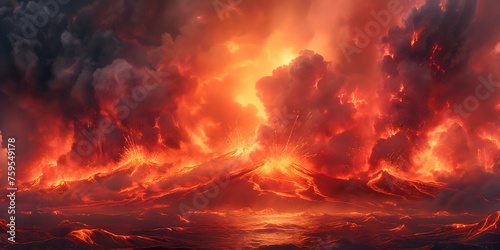A volcanic eruption scene background in digital art_02