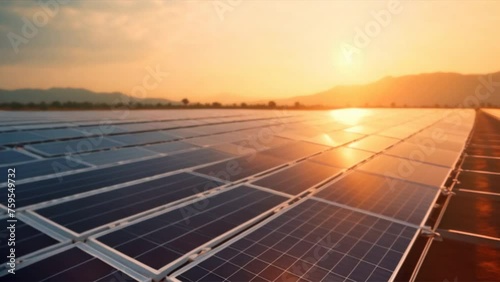 Wallpaper Mural Solar Panels Embraced by Sunset Glow in Urban Landscape Torontodigital.ca