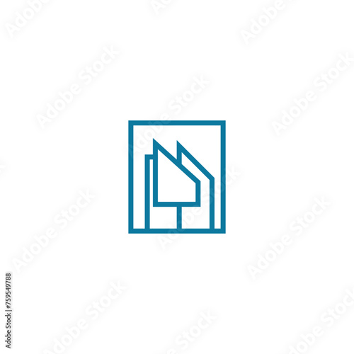 Simple vintage building, real estate label logo design.
