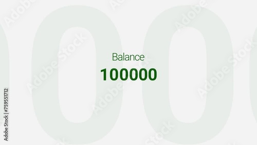 Balance Amount Increasing Animation on a White Background. photo