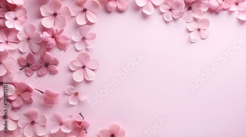 Pink flowers on a pink background with a space for text generative ai 