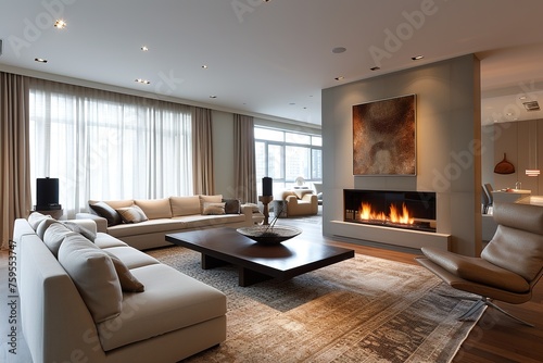 living room with fireplace