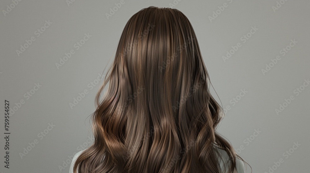 Fototapeta premium Back profile brown long hair model beauty girl fashion style