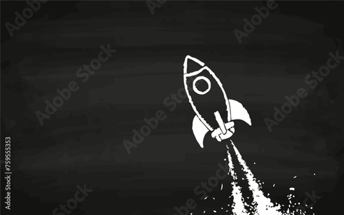 Kreidegemalte Rakete auf Schwarzer Tafel: Vektorgrafik Illustrationen
