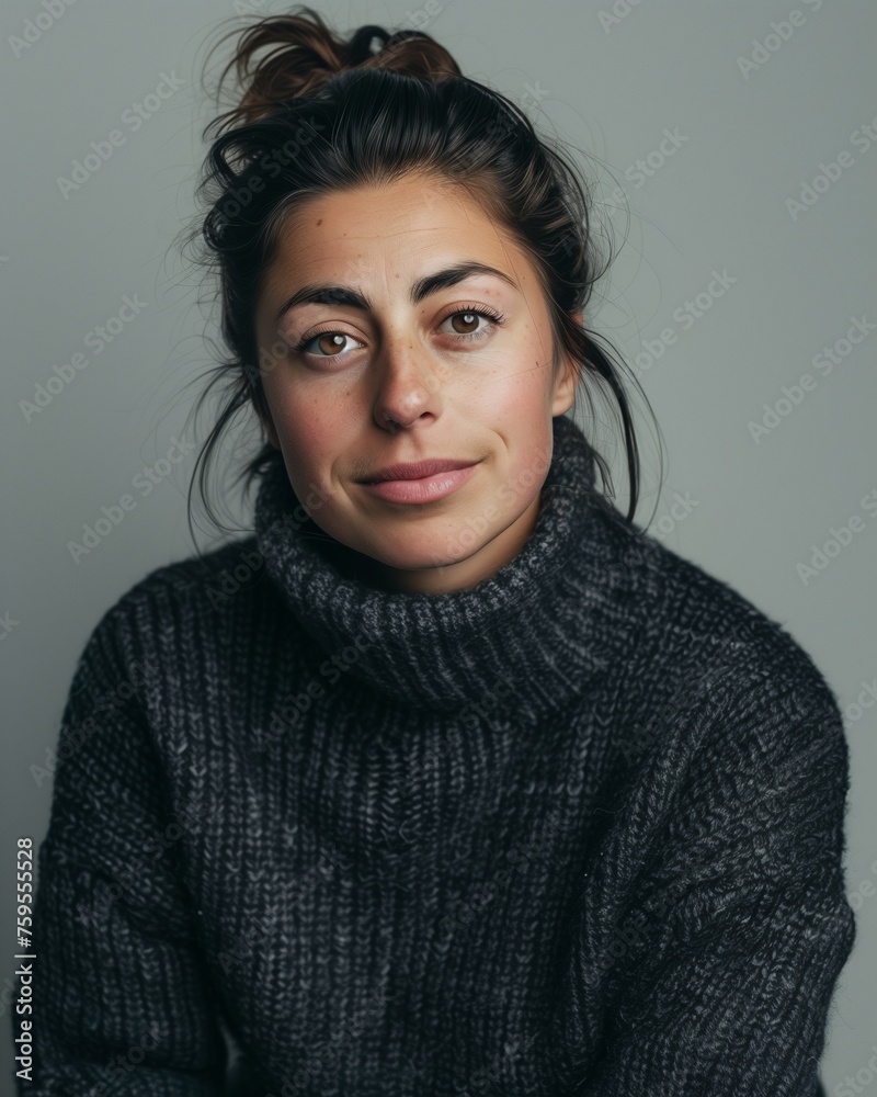Portrait of authentic happy woman without makeup Portrait of authentic happy woman without makeup