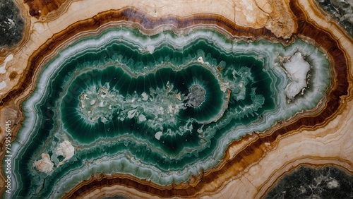 green agate slice inside amber color marble texture