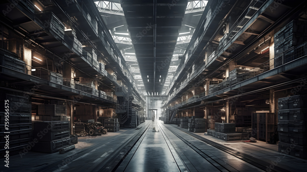 warehouse, an expansive storage facility housing numerous rows of stacked boxes and merchandise warehouse, an expansive storage facility housing numerous rows of stacked boxes and merchandise