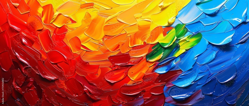  a close up of a multicolored painting with water droplets on the bottom and bottom of the painting and the bottom of the painting.