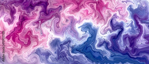  an abstract painting of purple, pink and blue swirls on a white background with space for text or image.