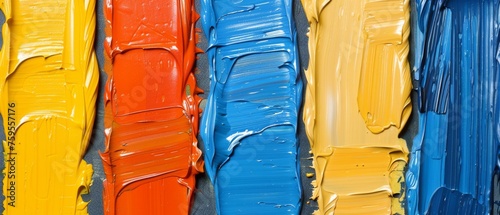  a group of different colors of paint sitting on top of a piece of paper on top of a white surface.