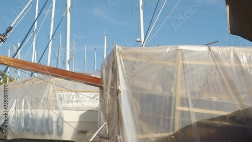 Boatyard with vessels forrepair and maintenance. Fethiye, Turkey