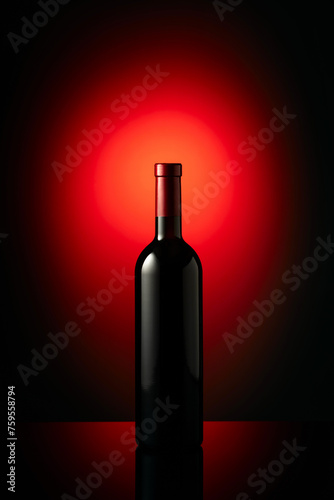 Bottle of red wine on a red background. © Igor Normann
