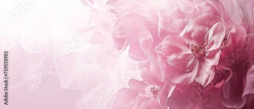  a close up of a pink flower on a white background with a blurry image of flowers in the background. © Jevjenijs