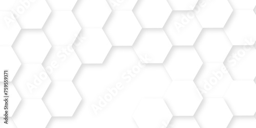 Fototapeta Naklejka Na Ścianę i Meble -  Abstract background with hexagonal geometric hexagon polygonal pattern background. 3d seamless bright white web cell and triangle abstract honeycomb background. white and gray backdrop wallpaper.
