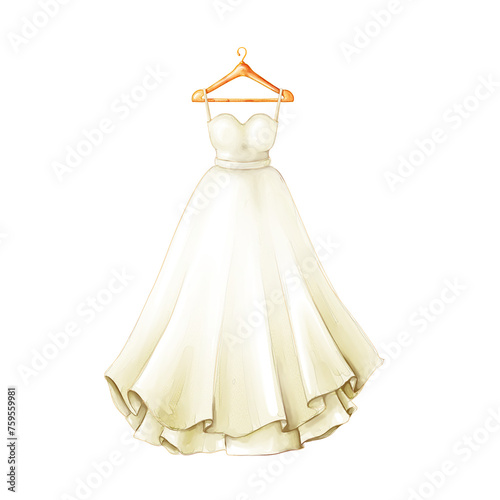 white wedding dress illustration