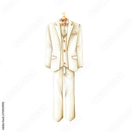 white wedding suit illustration