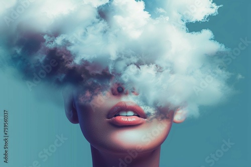 vector logo of a human with cloud face woman © Ammar