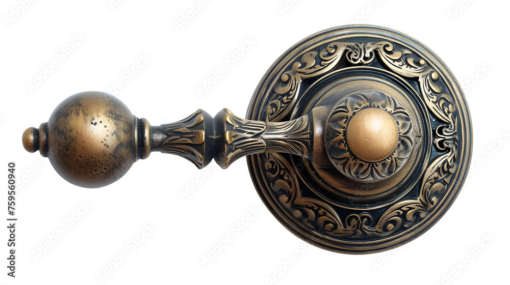 Antique Brass Doorknob on Transparent Background, PNG Design Element - Hand Edited Generative AI