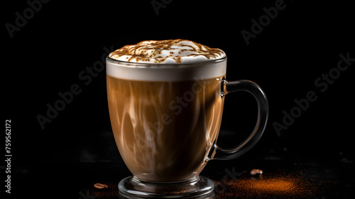 latte on a black background