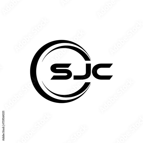 SJC letter logo design with white background in illustrator, cube logo, vector logo, modern alphabet font overlap style. calligraphy designs for logo, Poster, Invitation, etc. photo