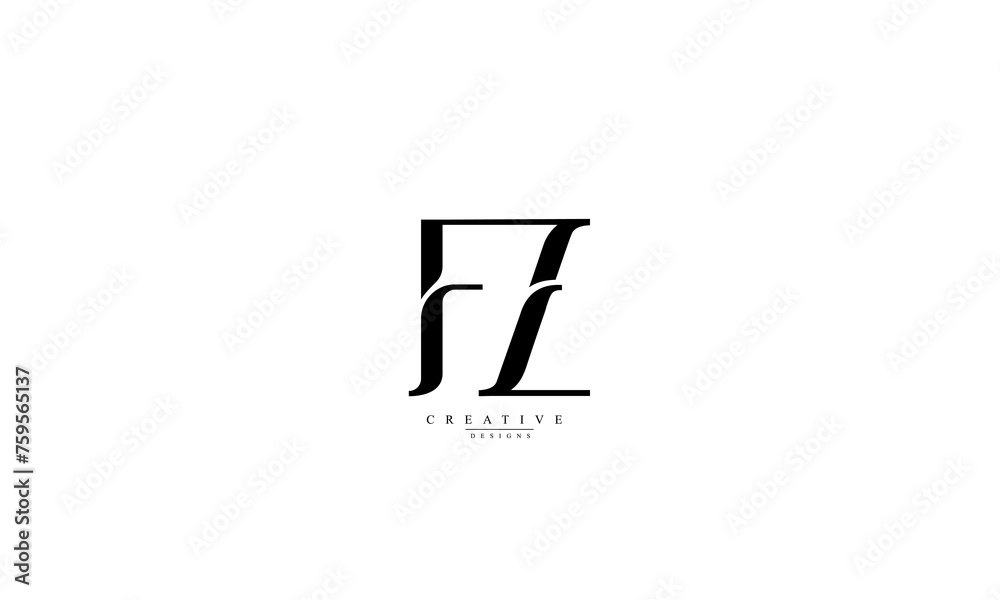 Obraz premium Alphabet letters Initials Monogram logo FZ ZF F Z