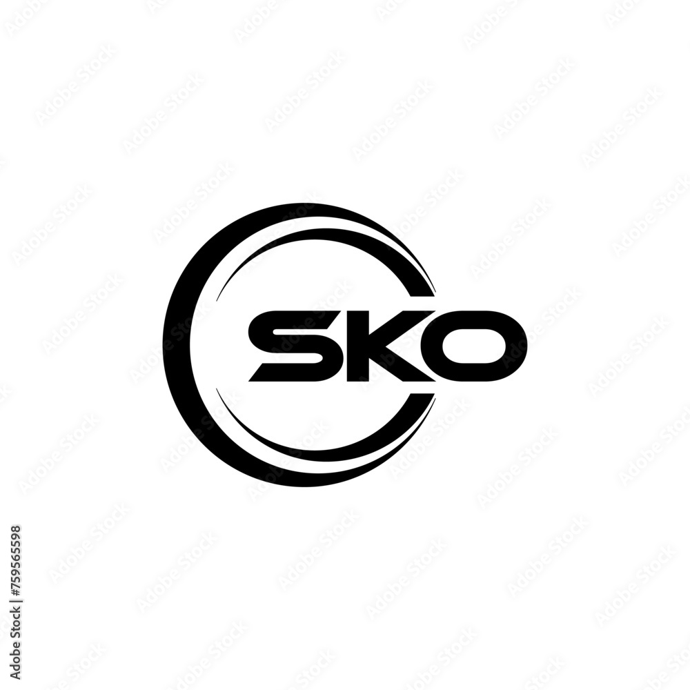 SKO letter logo design with white background in illustrator, cube logo, vector logo, modern alphabet font overlap style. calligraphy designs for logo, Poster, Invitation, etc. - obrazy, fototapety, plakaty 