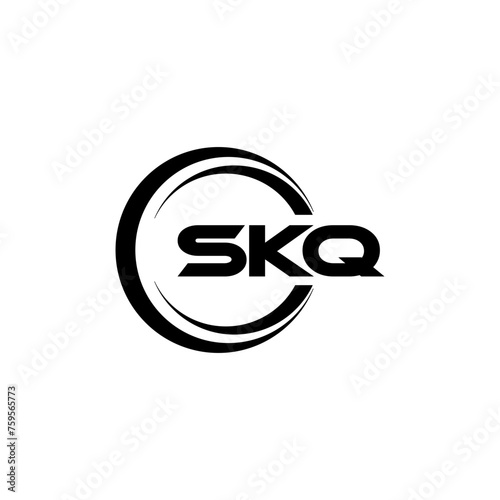 SKQ letter logo design with white background in illustrator, cube logo, vector logo, modern alphabet font overlap style. calligraphy designs for logo, Poster, Invitation, etc.