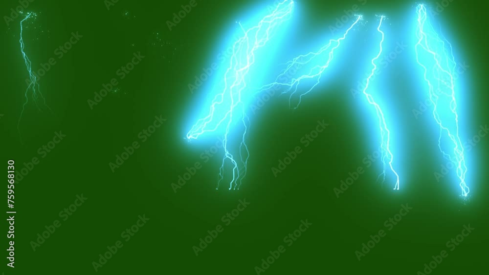 Lightning bolt isolated on green screen background Lightning bolt isolated on green screen background
