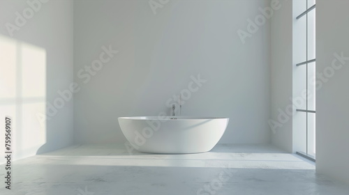 Frontal view of a modern bathroom with empty walls