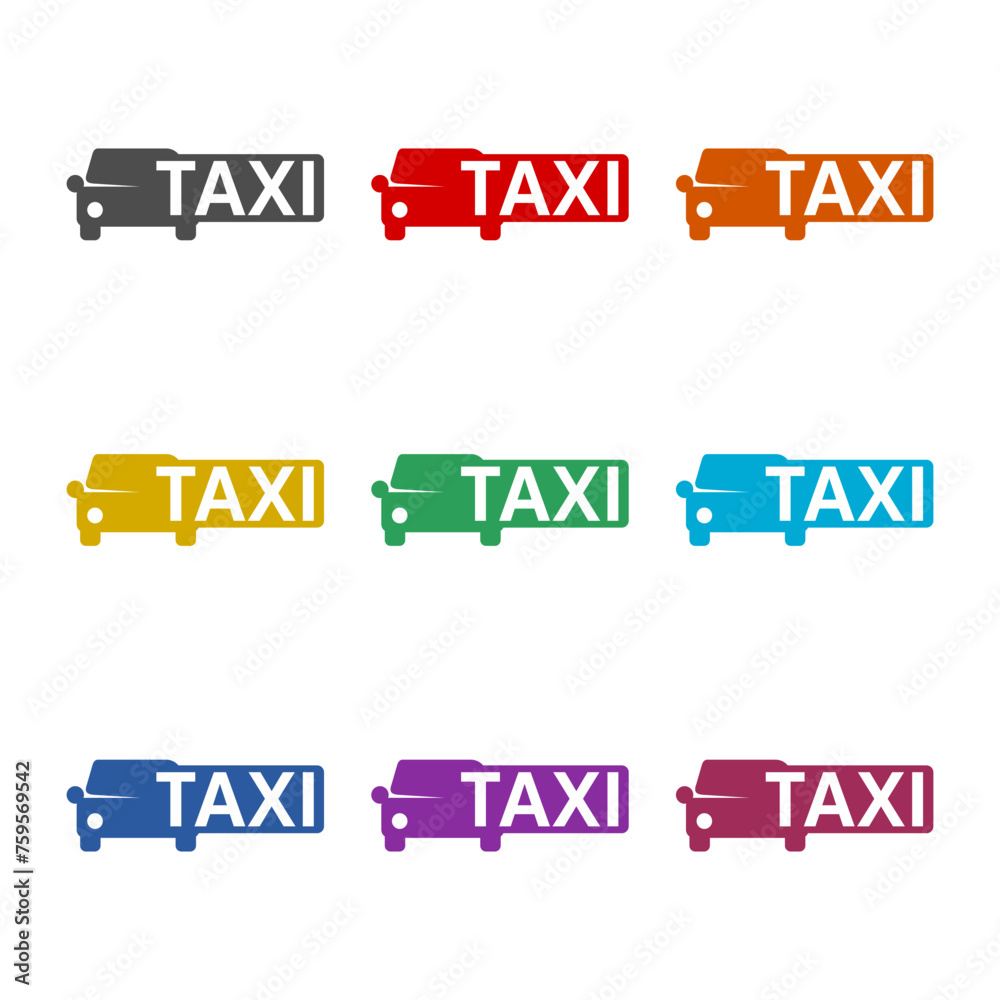Fototapeta premium Taxi logo icon isolated on white background. Set icons colorful