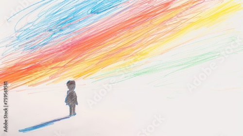 Naive Crayon Drawing of a Child's Hero's Journey Generative AI