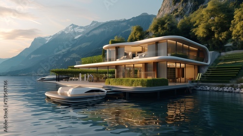 AI-guided luxury yacht excursions on virtual lakes. photo