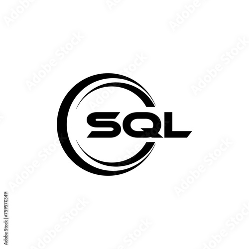SQL letter logo design with white background in illustrator, cube logo, vector logo, modern alphabet font overlap style. calligraphy designs for logo, Poster, Invitation, etc.