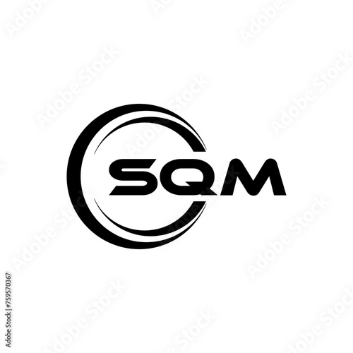 SQM letter logo design with white background in illustrator, cube logo, vector logo, modern alphabet font overlap style. calligraphy designs for logo, Poster, Invitation, etc.