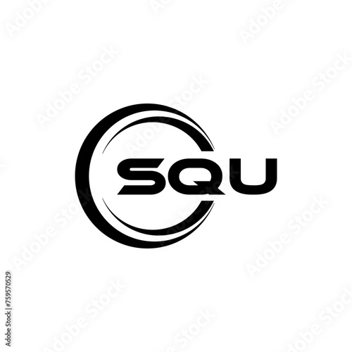 SQU letter logo design with white background in illustrator, cube logo, vector logo, modern alphabet font overlap style. calligraphy designs for logo, Poster, Invitation, etc.